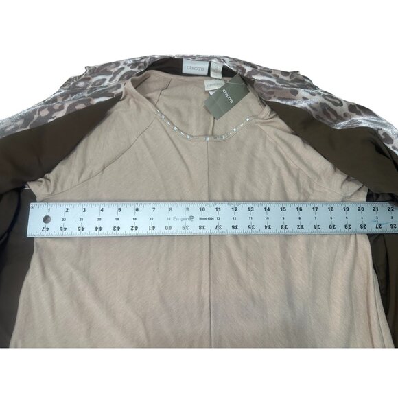 Chicos Leopard Print Puffer Vest with top Womens Large Quilted Classic Preppy - Picture 8 of 16